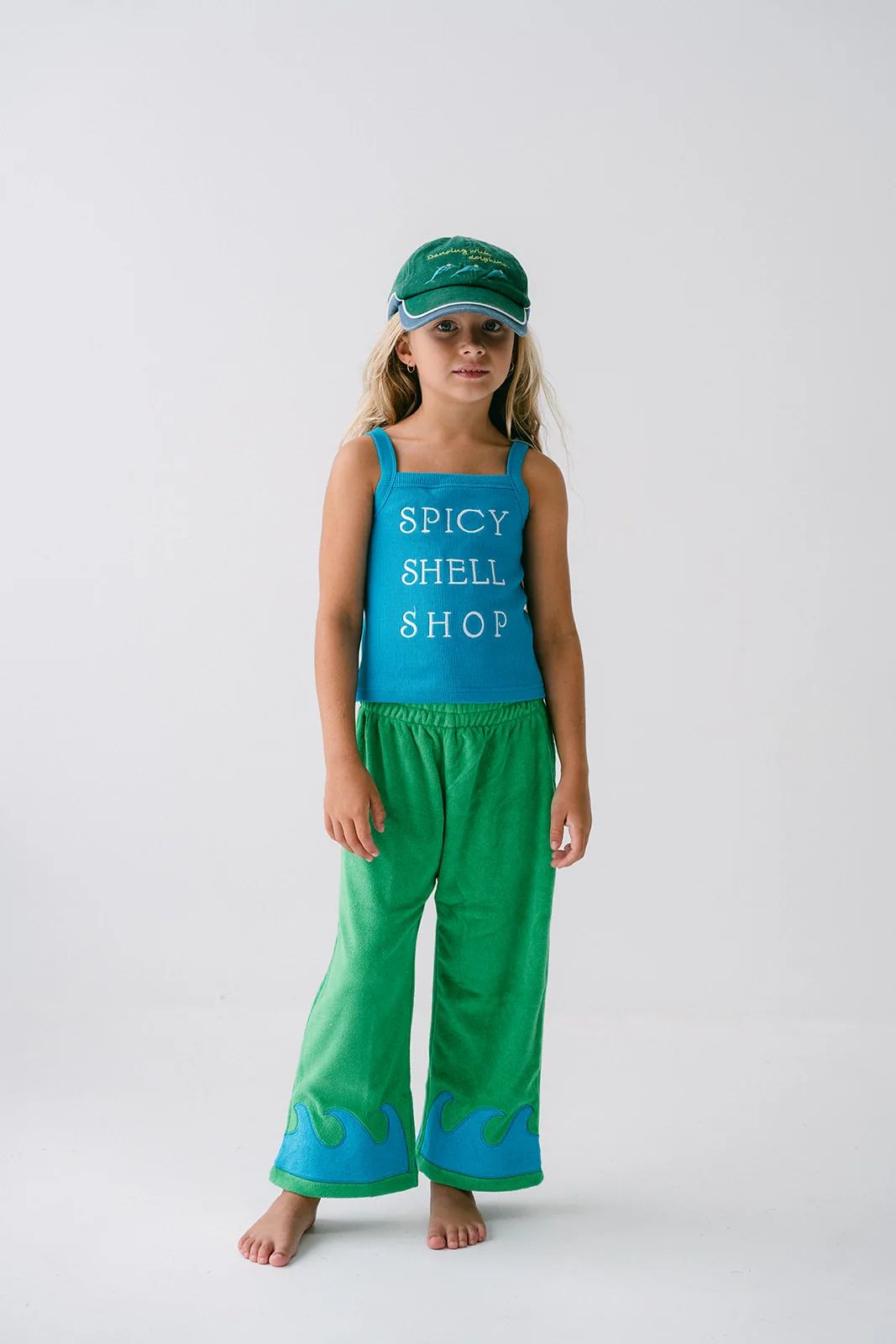 Wave pants green / blue
