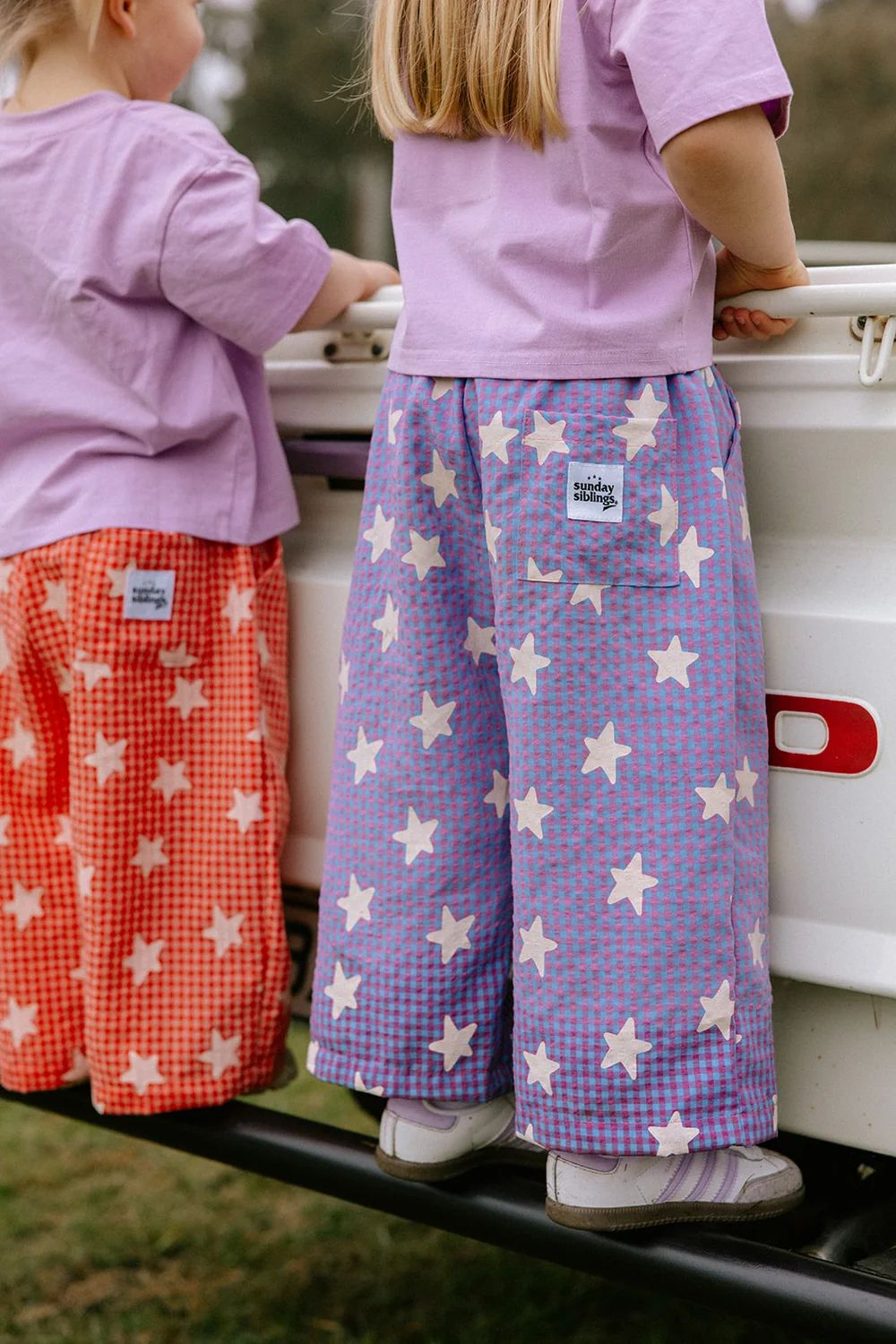 Star Pants - Purple Gingham